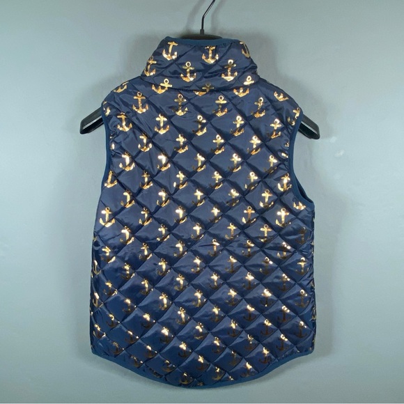 Simply Southern NWT Womens Size Small Full Zip Anchor Print Vest Navy Blue Gold - Picture 10 of 10